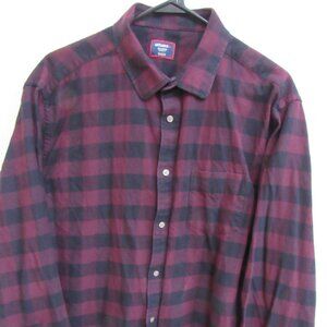 Untuckit Barrelstone Maroon Buffalo Plaid Flannel Long Sleeve Shirt 2XL